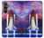W3913 Colorful Nebula Space Shuttle Hülle Schutzhülle Taschen und Leder Flip für Samsung Galaxy S23 FE