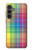 W3942 LGBTQ Rainbow Plaid Tartan Hülle Schutzhülle Taschen und Leder Flip für Samsung Galaxy S23 FE