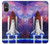 W3913 Colorful Nebula Space Shuttle Hülle Schutzhülle Taschen und Leder Flip für Sony Xperia 5 V