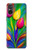 W3926 Colorful Tulip Oil Painting Hülle Schutzhülle Taschen und Leder Flip für Sony Xperia 5 V