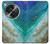 W3920 Abstract Ocean Blue Color Mixed Emerald Hülle Schutzhülle Taschen und Leder Flip für OnePlus OPEN