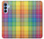 W3942 LGBTQ Rainbow Plaid Tartan Hülle Schutzhülle Taschen und Leder Flip für Samsung Galaxy A15 5G