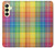 W3942 LGBTQ Rainbow Plaid Tartan Hülle Schutzhülle Taschen und Leder Flip für Samsung Galaxy A25 5G