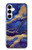 W3906 Navy Blue Purple Marble Hülle Schutzhülle Taschen und Leder Flip für Samsung Galaxy A35 5G