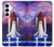 W3913 Colorful Nebula Space Shuttle Hülle Schutzhülle Taschen und Leder Flip für Samsung Galaxy A35 5G