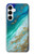 W3920 Abstract Ocean Blue Color Mixed Emerald Hülle Schutzhülle Taschen und Leder Flip für Samsung Galaxy A35 5G