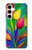 W3926 Colorful Tulip Oil Painting Hülle Schutzhülle Taschen und Leder Flip für Samsung Galaxy A35 5G
