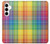 W3942 LGBTQ Rainbow Plaid Tartan Hülle Schutzhülle Taschen und Leder Flip für Samsung Galaxy A35 5G