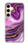 W3896 Purple Marble Gold Streaks Hülle Schutzhülle Taschen und Leder Flip für Samsung Galaxy S24