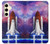 W3913 Colorful Nebula Space Shuttle Hülle Schutzhülle Taschen und Leder Flip für Samsung Galaxy S24