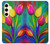 W3926 Colorful Tulip Oil Painting Hülle Schutzhülle Taschen und Leder Flip für Samsung Galaxy S24