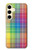 W3942 LGBTQ Rainbow Plaid Tartan Hülle Schutzhülle Taschen und Leder Flip für Samsung Galaxy S24