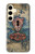 W3955 Vintage Keyhole Weather Door Hülle Schutzhülle Taschen und Leder Flip für Samsung Galaxy S24