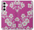 W3924 Cherry Blossom Pink Background Hülle Schutzhülle Taschen und Leder Flip für Samsung Galaxy S24 Plus