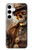 W3949 Steampunk Skull Smoking Hülle Schutzhülle Taschen und Leder Flip für Samsung Galaxy S24 Plus