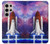 W3913 Colorful Nebula Space Shuttle Hülle Schutzhülle Taschen und Leder Flip für Samsung Galaxy S24 Ultra