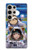 W3915 Raccoon Girl Baby Sloth Astronaut Suit Hülle Schutzhülle Taschen und Leder Flip für Samsung Galaxy S24 Ultra