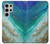 W3920 Abstract Ocean Blue Color Mixed Emerald Hülle Schutzhülle Taschen und Leder Flip für Samsung Galaxy S24 Ultra