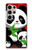 W3929 Cute Panda Eating Bamboo Hülle Schutzhülle Taschen und Leder Flip für Samsung Galaxy S24 Ultra