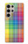 W3942 LGBTQ Rainbow Plaid Tartan Hülle Schutzhülle Taschen und Leder Flip für Samsung Galaxy S24 Ultra