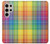 W3942 LGBTQ Rainbow Plaid Tartan Hülle Schutzhülle Taschen und Leder Flip für Samsung Galaxy S24 Ultra