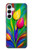 W3926 Colorful Tulip Oil Painting Hülle Schutzhülle Taschen und Leder Flip für Samsung Galaxy A55 5G