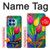 W3926 Colorful Tulip Oil Painting Hülle Schutzhülle Taschen und Leder Flip für OnePlus 12R