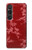 W3817 Red Floral Cherry blossom Pattern Hülle Schutzhülle Taschen und Leder Flip für Sony Xperia 1 VI