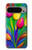 W3926 Colorful Tulip Oil Painting Hülle Schutzhülle Taschen und Leder Flip für Google Pixel 9 Pro XL