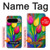 W3926 Colorful Tulip Oil Painting Hülle Schutzhülle Taschen und Leder Flip für Google Pixel 9 Pro XL