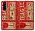 W3552 Vintage Fragile Label Art Hülle Schutzhülle Taschen und Leder Flip für Sony Xperia 5