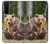 W3558 Bear Family Hülle Schutzhülle Taschen und Leder Flip für Sony Xperia 5