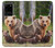 W3558 Bear Family Hülle Schutzhülle Taschen und Leder Flip für Samsung Galaxy S20 Plus, Galaxy S20+