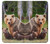 W3558 Bear Family Hülle Schutzhülle Taschen und Leder Flip für Samsung Galaxy A20, Galaxy A30