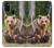 W3558 Bear Family Hülle Schutzhülle Taschen und Leder Flip für Samsung Galaxy M21