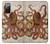 W2801 Vintage Octopus Hülle Schutzhülle Taschen und Leder Flip für Samsung Galaxy S20 FE