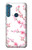 W3707 Pink Cherry Blossom Spring Flower Hülle Schutzhülle Taschen und Leder Flip für Motorola One Fusion+