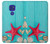 W3428 Aqua Wood Starfish Shell Hülle Schutzhülle Taschen und Leder Flip für Motorola Moto G9 Play