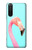 W3708 Pink Flamingo Hülle Schutzhülle Taschen und Leder Flip für Sony Xperia 5 II
