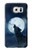 W3693 Grim White Wolf Full Moon Hülle Schutzhülle Taschen und Leder Flip für Samsung Galaxy S6