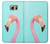 W3708 Pink Flamingo Hülle Schutzhülle Taschen und Leder Flip für Samsung Galaxy S6