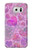 W3710 Pink Love Heart Hülle Schutzhülle Taschen und Leder Flip für Samsung Galaxy S6