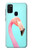 W3708 Pink Flamingo Hülle Schutzhülle Taschen und Leder Flip für Samsung Galaxy M21