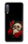 W3753 Dark Gothic Goth Skull Roses Hülle Schutzhülle Taschen und Leder Flip für Samsung Galaxy A7 (2018)