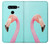 W3708 Pink Flamingo Hülle Schutzhülle Taschen und Leder Flip für LG V40, LG V40 ThinQ