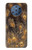 W3691 Gold Peacock Feather Hülle Schutzhülle Taschen und Leder Flip für Nokia 9 PureView