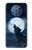 W3693 Grim White Wolf Full Moon Hülle Schutzhülle Taschen und Leder Flip für Nokia 9 PureView