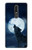 W3693 Grim White Wolf Full Moon Hülle Schutzhülle Taschen und Leder Flip für Nokia 3.1 plus