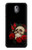 W3753 Dark Gothic Goth Skull Roses Hülle Schutzhülle Taschen und Leder Flip für Nokia 3.1