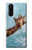 W3680 Cute Smile Giraffe Hülle Schutzhülle Taschen und Leder Flip für Sony Xperia 5